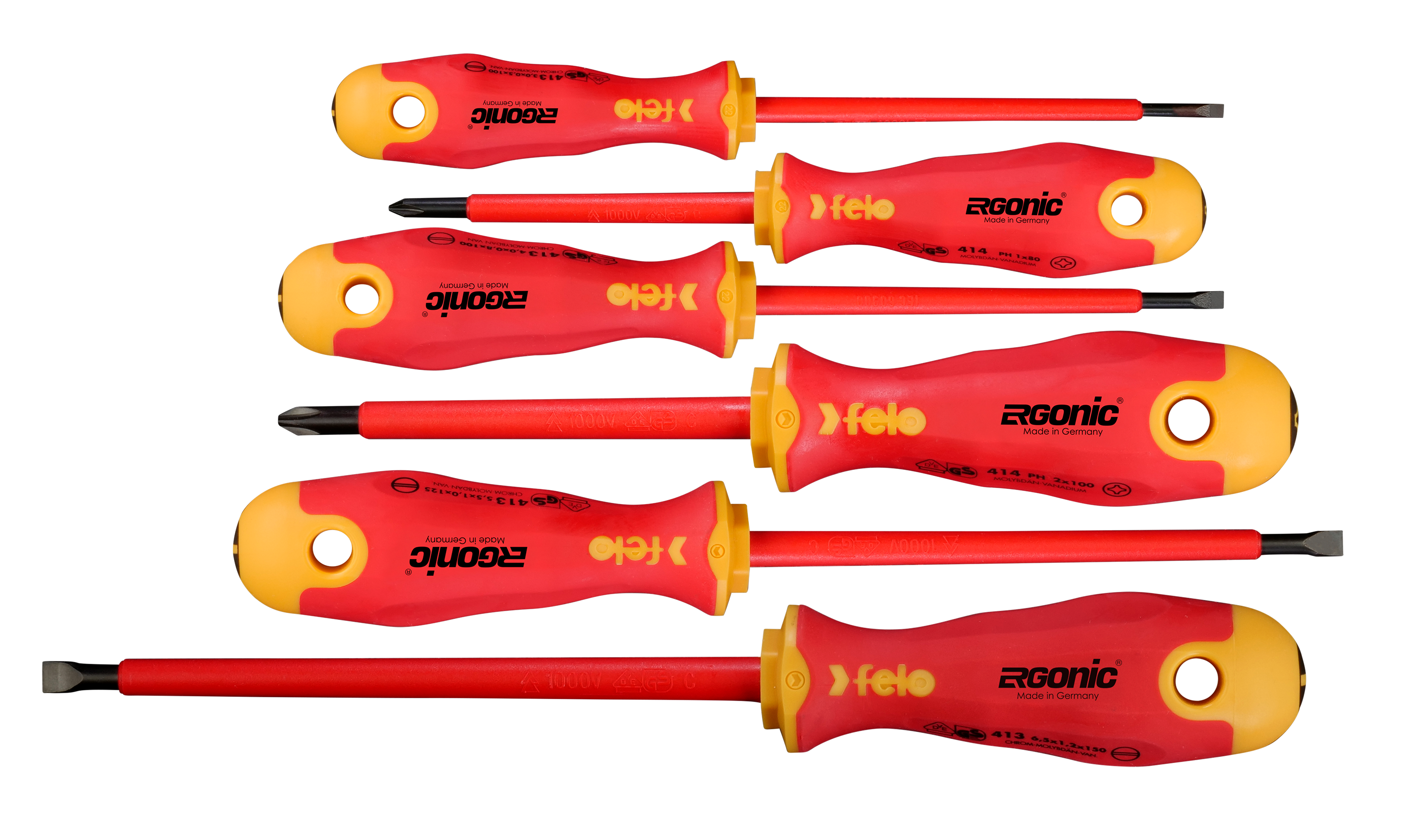 Jogo de Chaves Isoladas FELO ERGONIC VDE 6 peças Fenda/Phillips - Made in Germany
